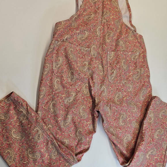 Vintage APRIL CORNELL Bib Overalls PINK FLORAL PAISLEY Cotton Blend Denim Small - Picture 8 of 9